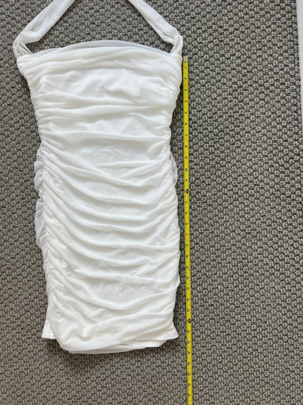 White Ruched Bandeau Dress with Halter Tie - Womens size medium - Picture 6 of 6